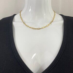 Paperclip Necklace Gold Plated Stainless Steel